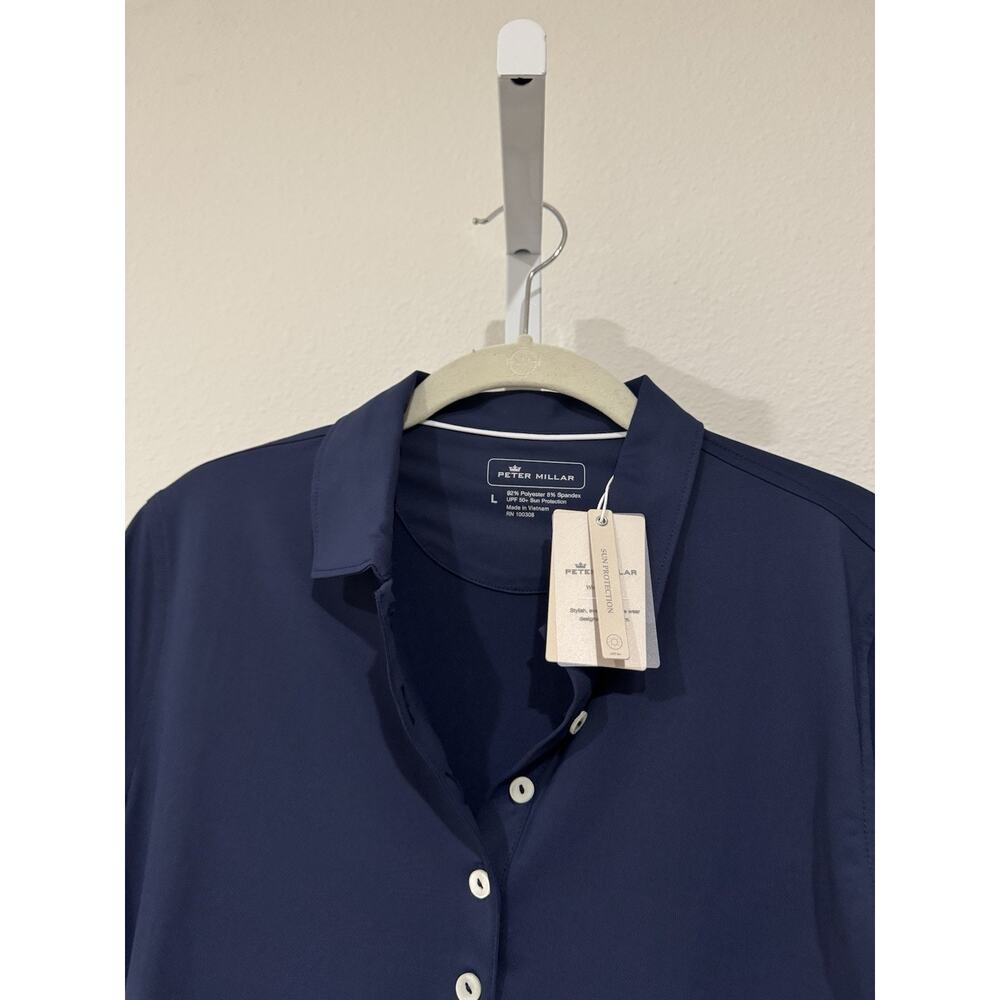 New NWT Women’s Navy Peter Millar Golf Polo MSRP $85 Sz L - Picture 3 of 9